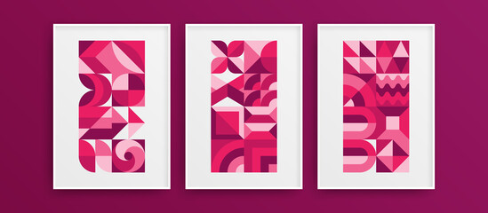 Unique premium mural decor artwork bundle. Bright isolated flat shapes design vector illustration set.