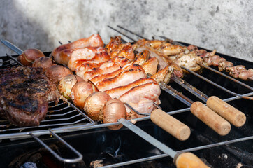 close up on a barbecue grill brazilian style	
