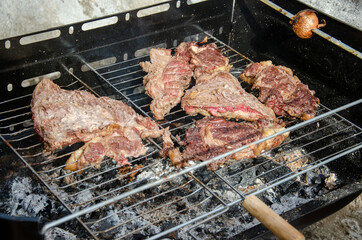 close up on a barbecue grill brazilian style	
