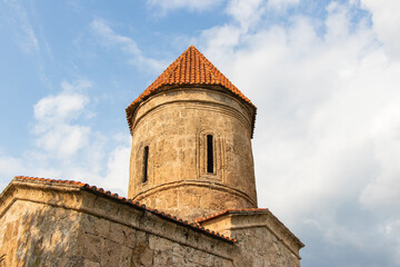 Ancient religious buildings in the Caucasus. Old christian temple in the Kish village of Sheki - Azerbaijan