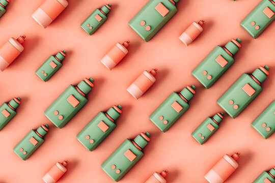 Electronic cigarette and a juice bottle in different shapes