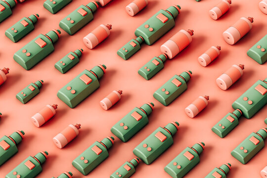 Electronic cigarette and a juice bottle in different shapes