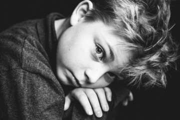 Black and white portrait.