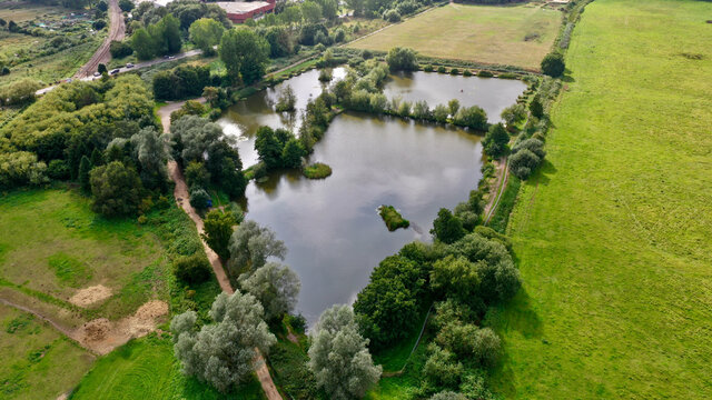 Aerial Photo of fishing lakes in Beccles Suffolk