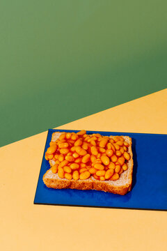 baked beans on a slice of bread