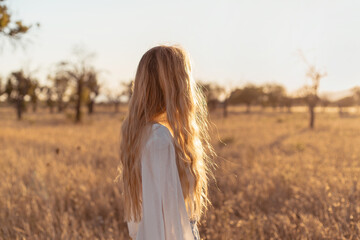 Blonde woman outdoors