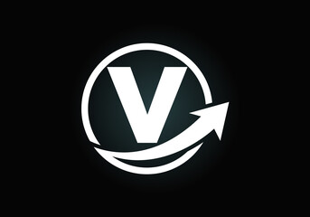 Initial V monogram alphabet symbol design incorporated with the arrow. Financial or success logo concept. Font emblem. Logo for business and company identity
