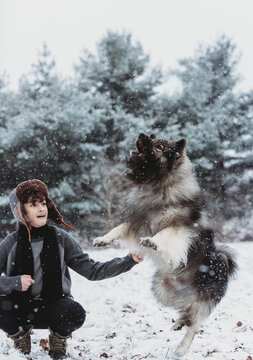 Playing in the snow. 