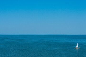 Fototapeta na wymiar Yacht in the Zatoka bay, Ukrane
