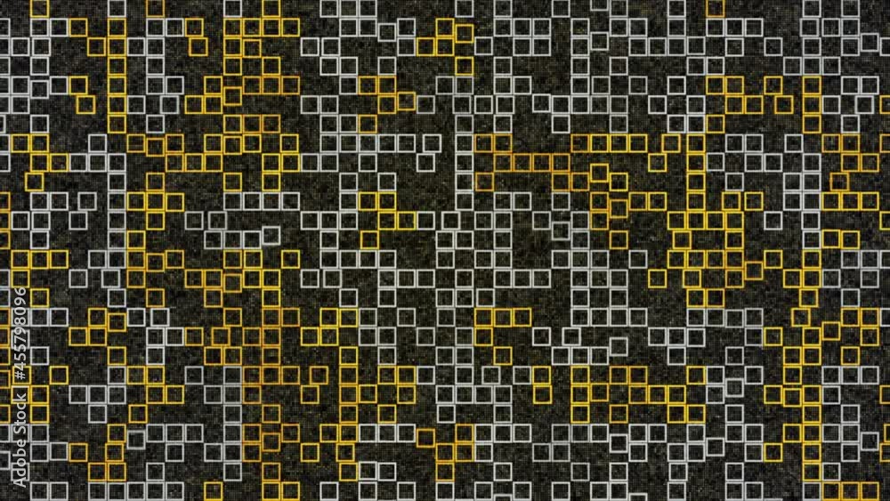 Poster endless quantity of rows of squares on a dark background, seamless loop. animation. empty silhouette
