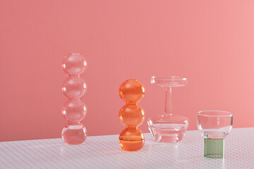 Group of four decorative cut glass vases