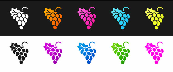 Set Grape fruit icon isolated on black and white background. Vector