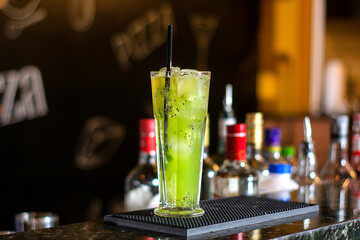 caipirinha, caipiroska drink with ice and fruit strawberry, kiwi, passion fruit
classic cocktail...