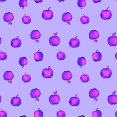 Seamless pattern with apples in trendy colors. Hand-drawn illustration . A pattern for clothing fabrics and other items.
