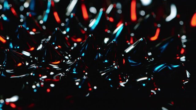 Super Slow Motion Macro Shot of Magnetic Liquid. Filmed on High Speed Cinematic Camera at 1000 Frames per Second.