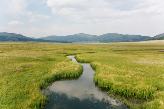 Caldera Stream Through Mountain Prairie 