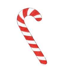 Santa's cane, a lollipop. A bitmap image drawn with pencil strokes