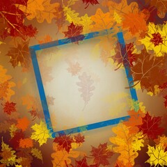Naklejka na ściany i meble Autumn background made of leaves and frames.