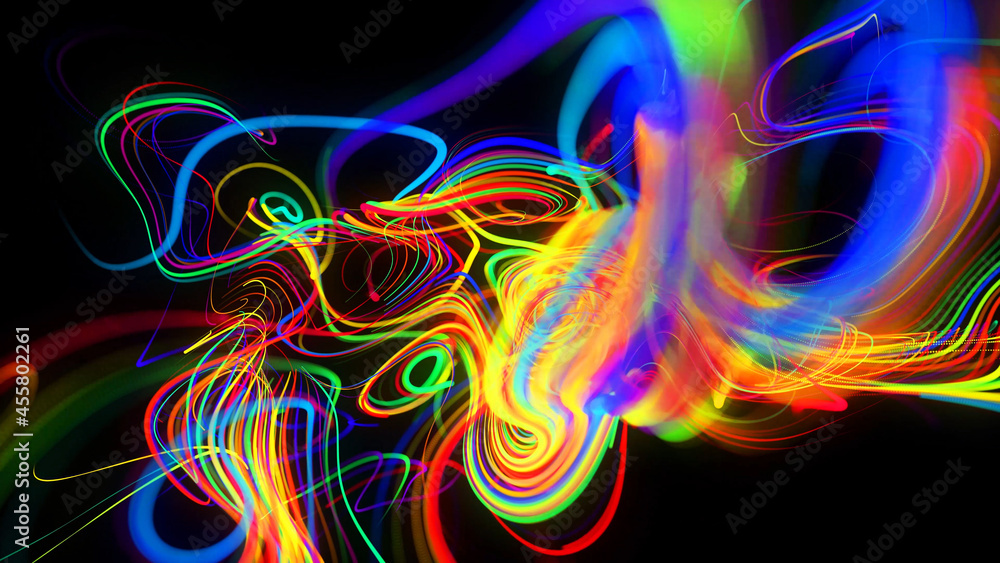 Poster 3d render. abstract background flow of glow lines. llights particles form in 3d space glowing beauti