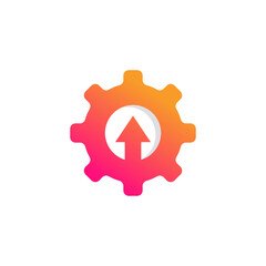 Technology Concept Icon. Cogwheel and Arrow up Symbol. Upgrade Setting Logo Design Template Element