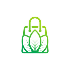 Green Leaf Shopping Logo Design Template Element