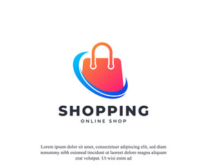 Swoosh Shopping Bag Vector Logo Design Template Element