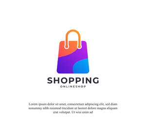 Shopping bag icon. Geometric Shape with Colorful Logo. Suitable for online shop logos