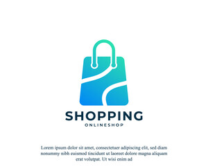 Shopping bag icon. Geometric Shape with Colorful Logo. Suitable for online shop logos