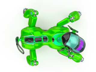 cyber dog cartoon is joking around top view.