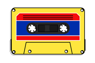 Colorful cassette tape on a white background