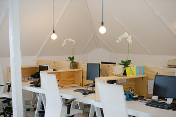Workplace with computers on desk