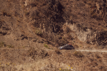 Overland camping roadtrip in the andes mountains of Lima, Peru