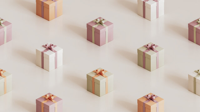 Pattern made of boxes with ribbons