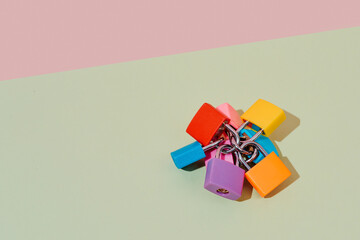 colorful interlaced padlocks
