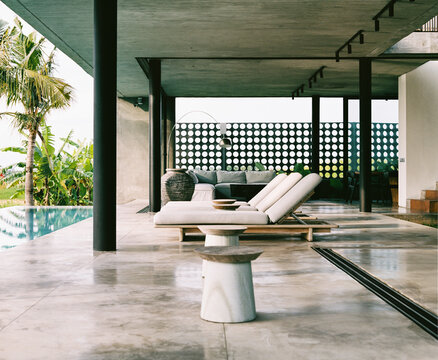 Open Living Room In Stylish Tropical Villa