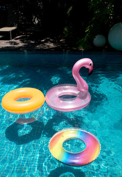 Beautiful and cute swimming ring, swimming in the pool in summer