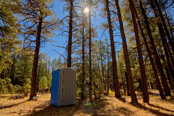 Portable Potty among the Ponderosa Pines of Arizona in the Kaibab National Forest.