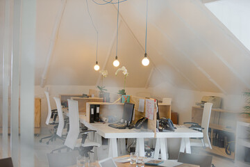 Desk with computers in office