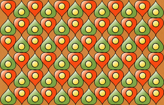 Red And GreenPattern With Hearts