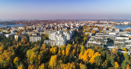 Lauttasaari cityscape, sunny, fall day