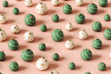 Christmas balls on pink background