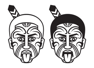 New Zealand traditional Maori face tattoo isolated on white background. Vector