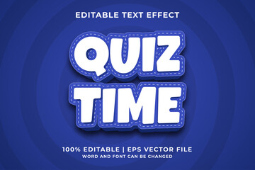 Editable text effect - Quiz Time 3d template style premium vector