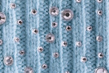 Knitting stitches  background BLUE
