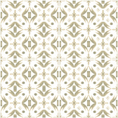 Fototapeta premium Azulejo watercolor seamless pattern. Traditional Portuguese ceramic tiles. Hand drawn abstract background. Watercolor artwork for textile, wallpaper, print, swimwear design. Grey azulejo pattern.