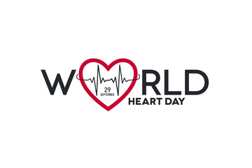 World Heart Day Typographic Design with Heart Shape