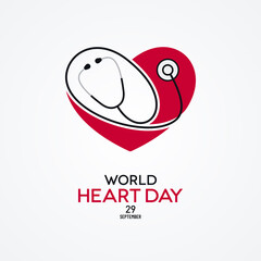 World Heart Day Banner with Heart and Stethoscope Shape