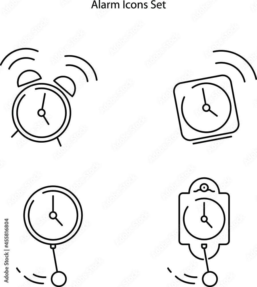 Aufkleber alarm clock icons set isolated on white background. alarm clock icon thin line outline linear alarm 