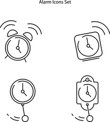 alarm clock icons set isolated on white background. alarm clock icon thin line outline linear alarm clock symbol for logo, web, app, UI. alarm clock icon simple sign.