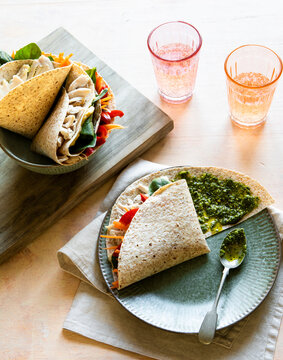 Pesto chicken tortilla wrap